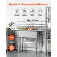thumbnail image 2 of VEVOR 3 Compartment Sink, 18-Gauge 304 Stainless Steel, 10" x 14" x 10" Bowl Size, 3 Bay Commercial Kitchen Prep & Utility Sink with 2 Drainboards and Backsplash for Restaurant, Food Truck & Home Use, 2 of 9