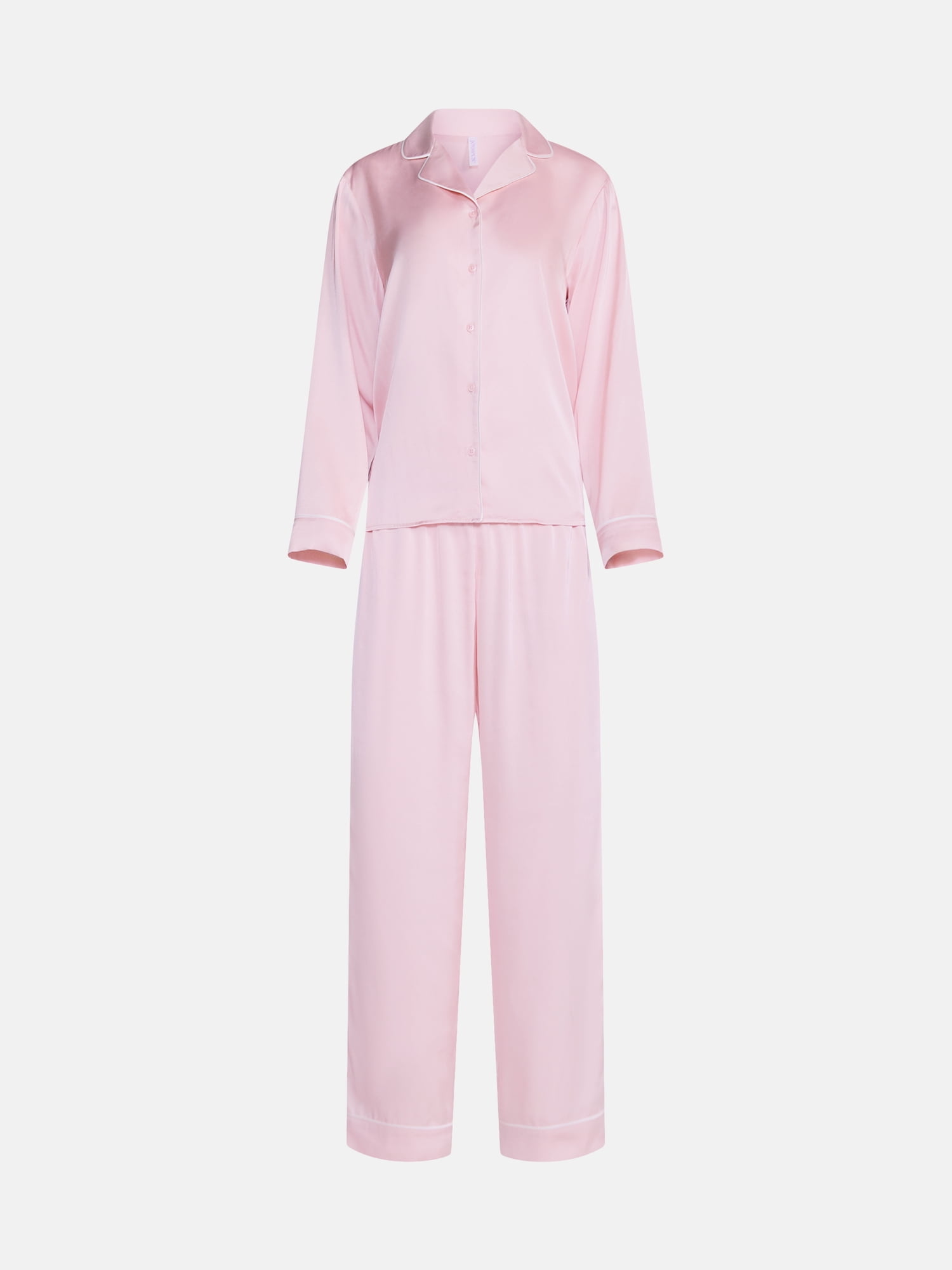 Joyspun Women’s Stretch Satin Sleep Top and Pants, 2-Piece Set, Sizes XS to 3X