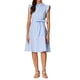 thumbnail image 2 of INSPIRAR CHIC Vestido Camisero para Mujeres con Mangas Cortas, Cuello de Punto, Cintura con Lazo, Vestidos Medios XS Azul Claro, 2 of 6