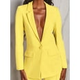 thumbnail image 6 of Pants Suits for Women Dressy 2 Piece Business Casual Lapel Long Sleeve Open Front Blazer Pants Suit Set Yellow XXL, 6 of 8