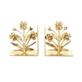 thumbnail image 6 of DecMode 6" Floral Gold Metal Bookends with Shimmer Details (Set of 2), 6 of 9