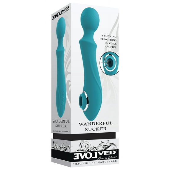 Evolved Wanderful Sucker Rechargeable Wand with Suction Silicone Teal