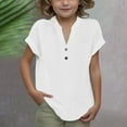 thumbnail image 2 of Bovxnpu Kids Summer Tops, Toddler Girls Casual T Shirt, Girls Summer Fashion Solid Button Shirt Female V-Neck Loose T-shirt Blouse 11 Years, 2 of 8