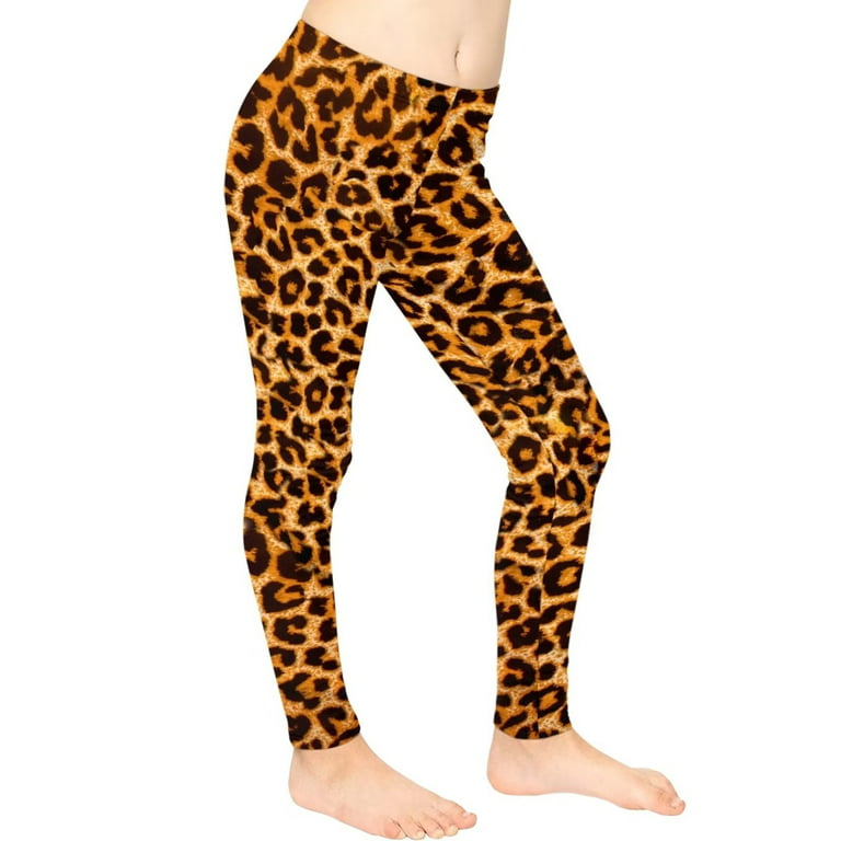 FKELYI Leopard Print Girls Leggings Size 12-13 Years Elastic Party Yoga  Pants High Waisted Comfortable Outdoor Activities Active Tights Kids