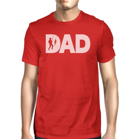 Dad Fish Mens Red Round T-Shirt Fathers Day Gift For Fishing Lovers