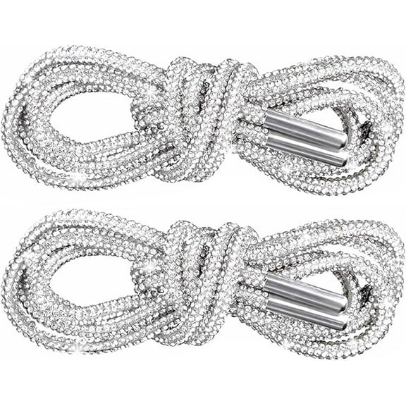 1 Pairs (2pcs) Sparkling Rhinestone Shoe Laces - Crystal Bling Round Sneaker Laces Replacement (Glitter Rope Drawstrings for Women & Girls) ﻿