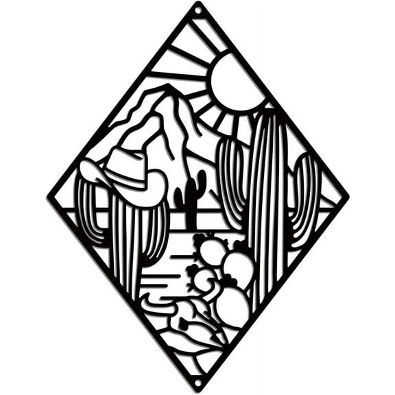 Metal Western Cactus Wall Art Decor Desert Cactus Metal Wall Art Hanging Decor Signs Cactus Plants Wall Sculpture Statues Decor