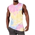 thumbnail image 4 of Ceisia Men's Slim Fit Crew Neck Tie-Dye Sleeveless Tank Top for Casual Sports Yellow XL Gifts, 4 of 5