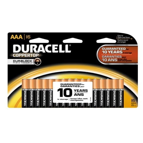 Duracell 1.5V Coppertop Alkaline AAA Batteries, 16 Pack