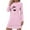 Pink, variant on Wensltd Christmas Printed Short Long Sleeve Nightdress for Women Crew Neck Loose Fit Festive Soft Comfortable Sleepwear for Holiday