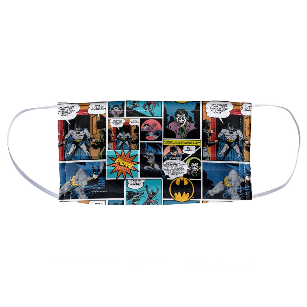 Batman Comic Pattern 1-Ply Reusable Face Mask Covering, Unisex