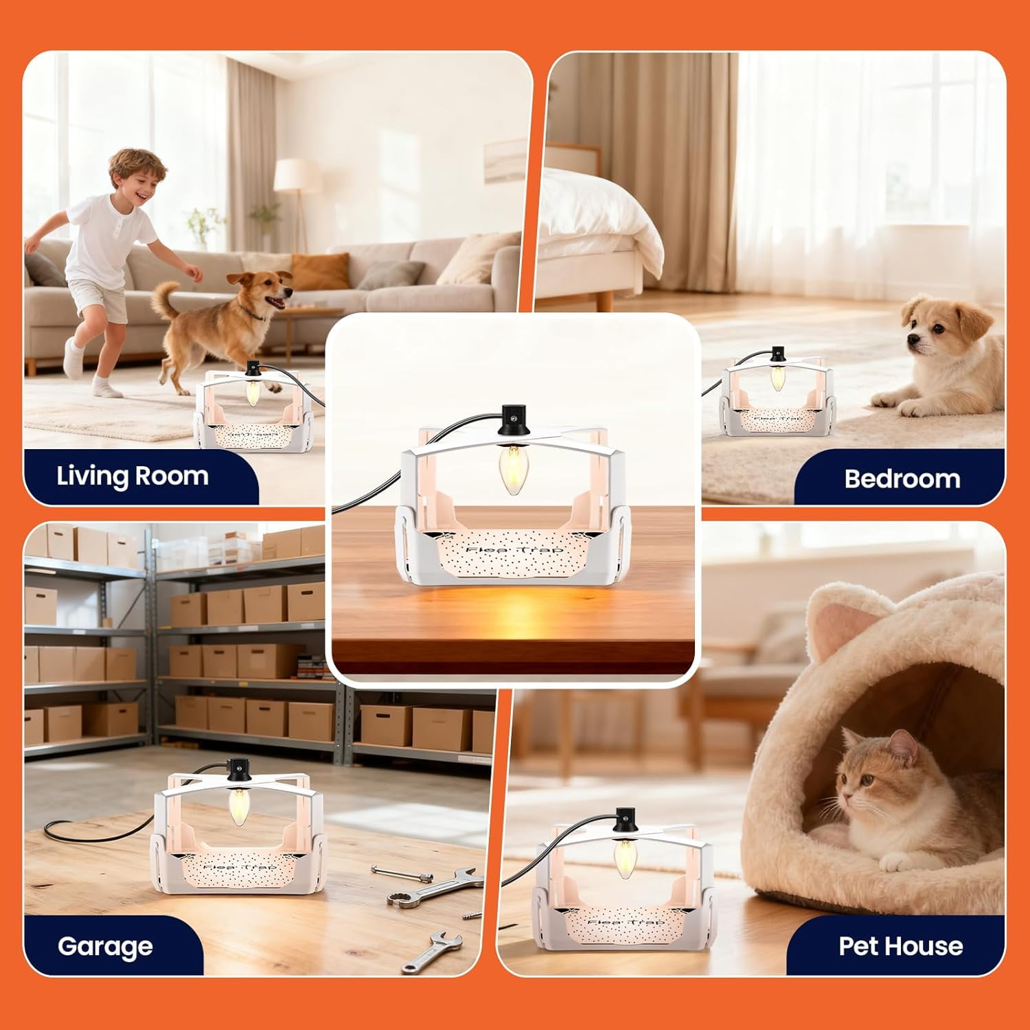 2 Pack Flea Traps for Inside Your Home, Indoor Electric Pest Control, Safe for Kids & Pets, Sticky Traps, Flying Insect Trap, Fruit Fly Trap