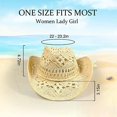 thumbnail image 2 of Women Straw Cowboy,Hats Beach Panama Straw Cowboy Hats,Foldable Vacation Beach Sun Hat with Wide Brim for Summer Cowboy Hats, 2 of 5