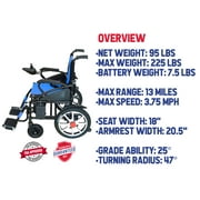 Culver Mobility - ARTEMIS - Electric Wheelchairs Silla de Ruedas Electrica para Adultos Airline Approved Lightweight Foldable Electric Wheelchair 265lbs - 500W - 13Miles - BLUE