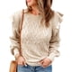 thumbnail image 2 of Casual Pullover Sweater, Ruffled Shoulder Woman Blouse Thickened Long Sleeve Round Neck  For Party For Home ANGGREK beis M, 2 of 7