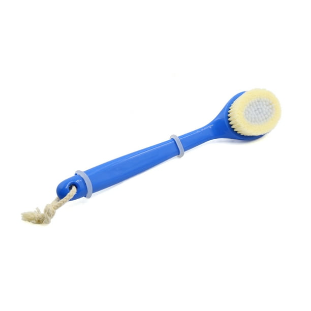 Blue Curved 13.4" Long Handle Bath Brush Bristle Back Exfoliating