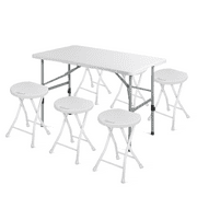 MoNiBloom 4 FT Card Table with Chairs Set of 7, Heavy Duty Folding Desk with Handle and Foldable Stools for Recreation Game Room