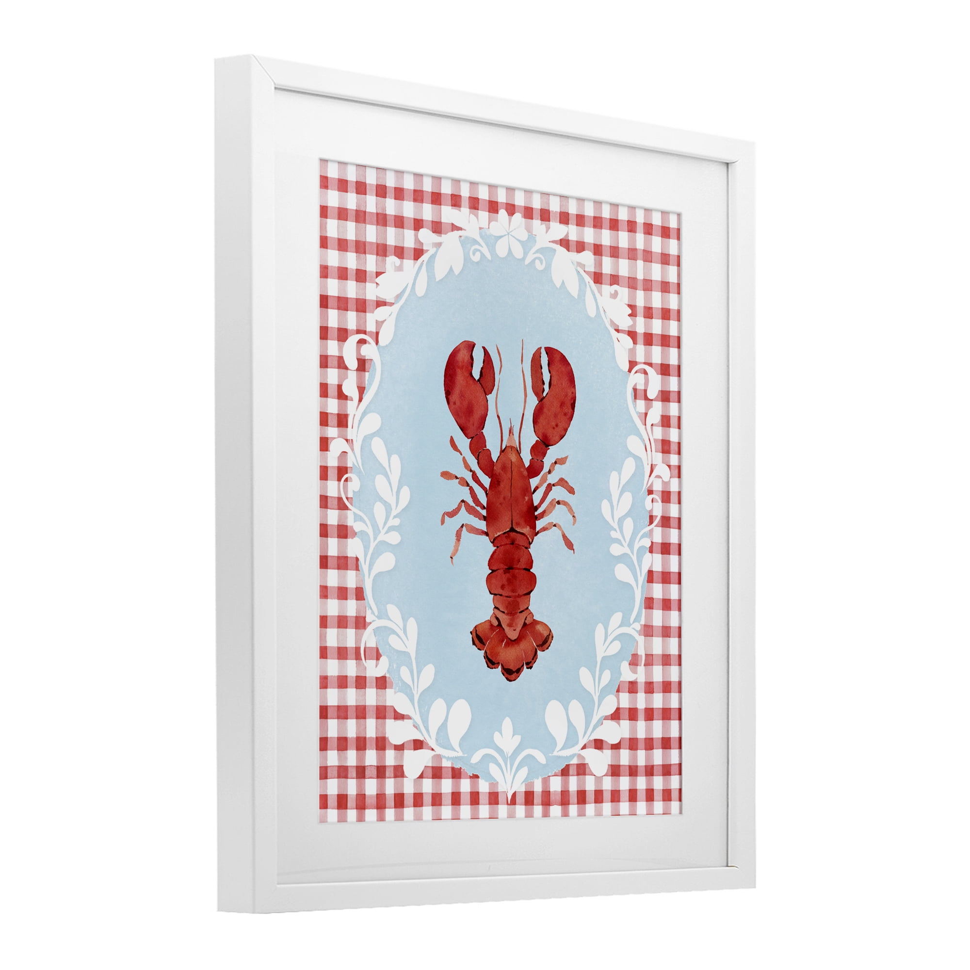 Stupell Industries Lobster with Red Plaid White Framed Print Under Glass, design by Heather Lee Chan