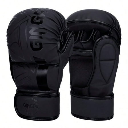 GINGPAI Half Finger MMA Gloves, Professional Training Muay Thai Boxing Fighting Gloves For Teens And Adults, UFC Style Fingerless Punching Bag Gloves