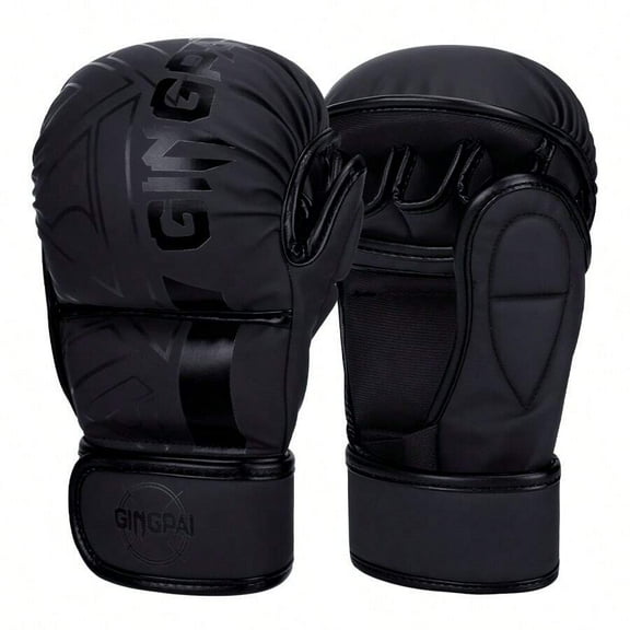 GINGPAI Half Finger MMA Gloves, Professional Training Muay Thai Boxing Fighting Gloves For Teens And Adults, UFC Style Fingerless Punching Bag Gloves