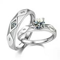 thumbnail image 4 of Couple Ring Korean Simple Ring Simulation Diamond Ring Open Zircon Classic Ring Couple Ring, 4 of 6