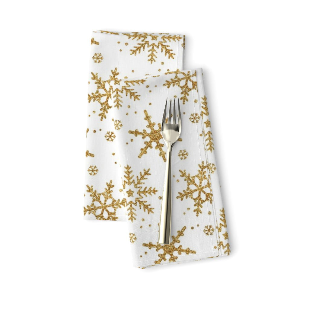 Snow Snowflakes Holidays Winter Cotton Dinner Napkins by Roostery Set of 2 