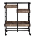 thumbnail image 2 of Black and walnut contemporary serving cart with 3 adjustable trays for easy item transport in dining room, 2 of 2