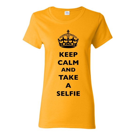 Ladies Keep Calm And Take A Selfie Crown Queen Camera Funny DT T-Shirt Tee