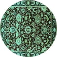 thumbnail image 1 of Ahgly Company Indoor Round Oriental Turquoise Blue Industrial Area Rugs, 6' Round, 1 of 4