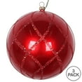 thumbnail image 2 of Vickerman MT198103D 4.75 in. Red Candy Glitter Net Ornament - 3 per Bag, 2 of 3