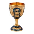 thumbnail image 1 of Goblet Easy Clean Decoration Portable Embossed Craft Shatterproof Glass Gold Blue, 1 of 8