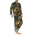 thumbnail image 2 of Salouo Surreal Weightlifting Snail Print Button-Front Long Sleeve Pajama Set for Men, Soft 2Pjs Men's Long Sleeve Sleepwear-Small, 2 of 7