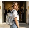 thumbnail image 4 of Clear Backpack for Stadium Approved Events, Multi Pocket Transparent Vinyl Bag with Mesh Bottle Holders, for Concerts Football Festivals Beach, Topliu, 4 of 6