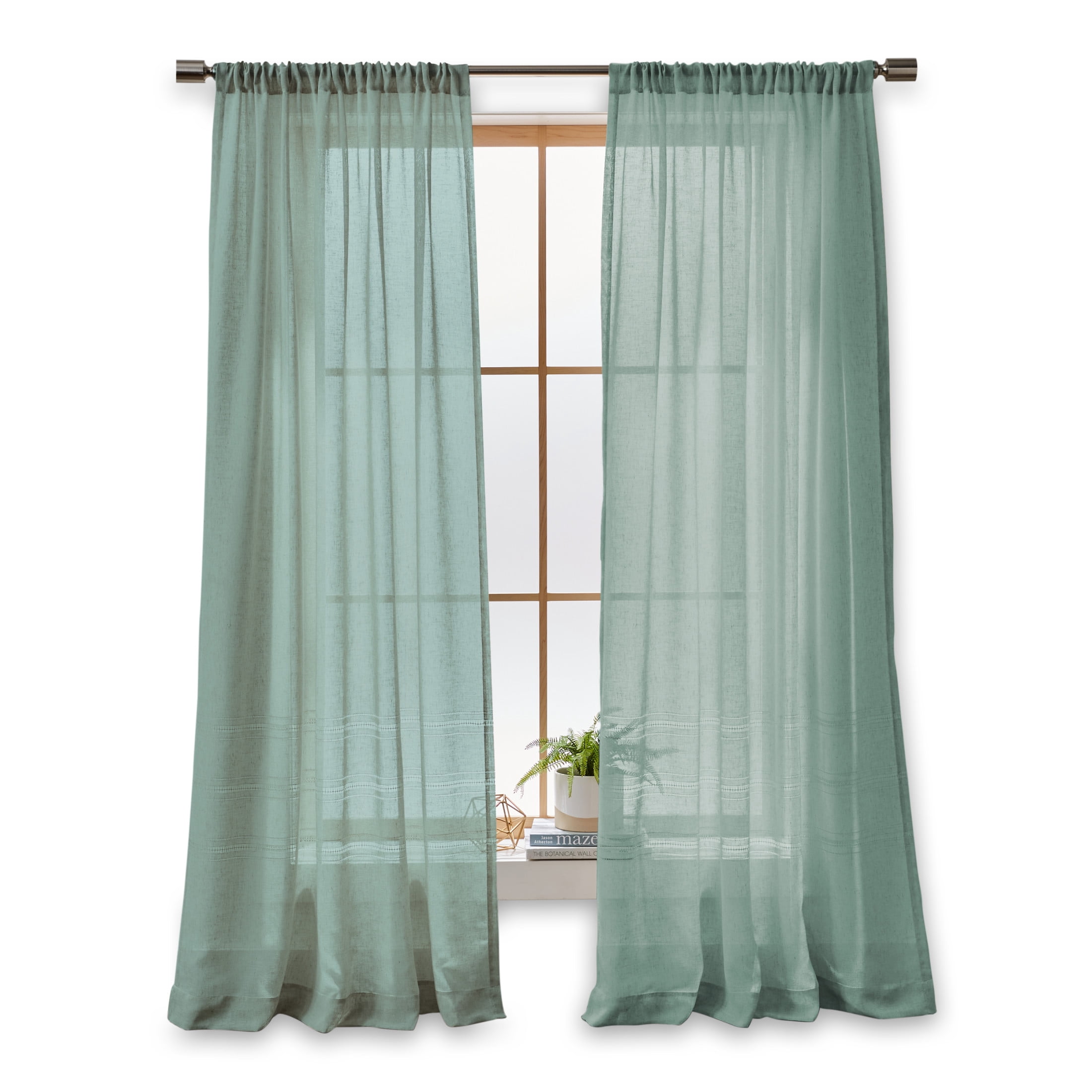 Better Homes & Gardens Specialty Stitch Single Curtain Panel, Green River, 50" W x 84" L