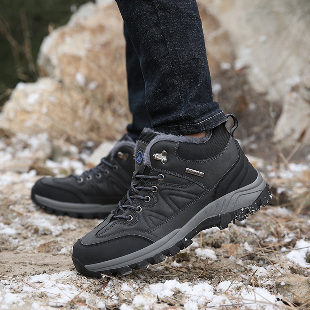 AUXDIQ Hiking Shoes Mens Waterproof Mountain Trekking Shoes Men Breathable Walking Shoes Outdoor Sports Winter Boots