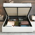 thumbnail image 2 of Sha Cerlin Full Size Velvet Lift Up Hydraulic Storage Bed Frame, Platform Bed with Upholstered Wingback Headboard, No Box Spring Needed, White, 2 of 13