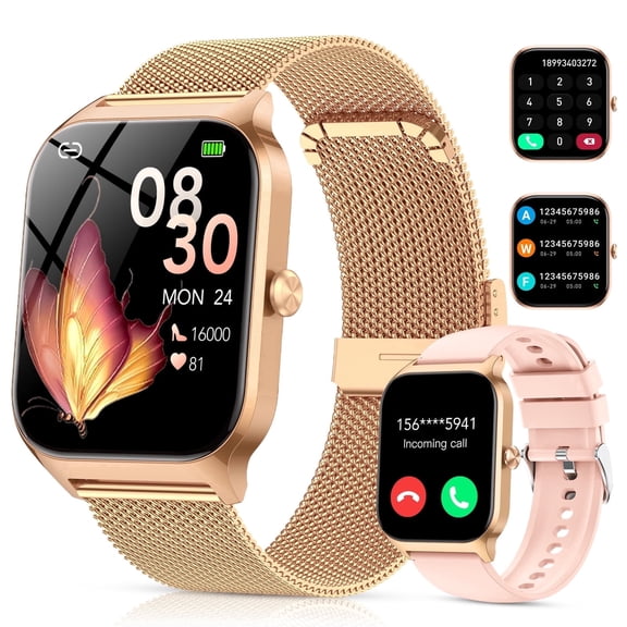 Smart Watch Fits for Android and IPhone, 1.85 inch Fitness Tracker, Women's Smartwatch with Answer/Make Calls/120 Sports Modes/Message Reminder, IP68 Waterproof, for Gift Rose Gold