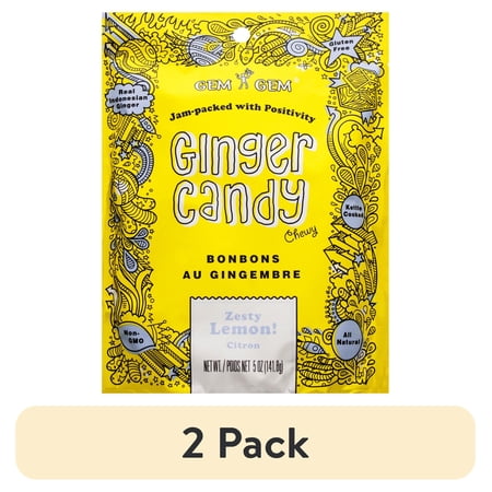 (2 pack) Gem Gem Chewy Ginger Candy Lemon 5.0 oz Pack of 1