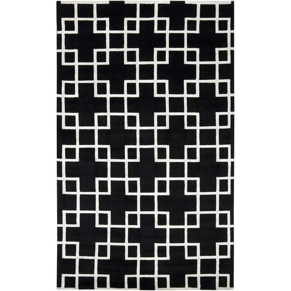 Hauteloom Eaglescliffe Wool Living Room, Bedroom Area Rug - Contemporary - Black, White - 2' x 3'