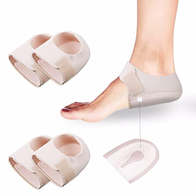 ZheElen Protecteurs de Talon Légers et Doux Coussinets de Talon en Gel Réutilisables pour Hommes Femmes Beige