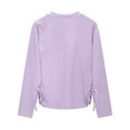 thumbnail image 7 of SNKSDGM Girls Cute Tops for Girls 10-12 Not Cropped Shirts for Girls 12-14 Trendy Children Kids Girls Long Sleeve Crew Neck Ruched Knot Side T Shirt Top Casual Loose Tee Shirt Blouse 5-6 Years, 7 of 7