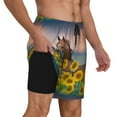thumbnail image 2 of Kdxio Horse Sunflowers Print Men'S Swim Trunks With Compression Liner 7 Inch Inseam Quick Dry Swim Shorts, 2 of 7