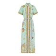 thumbnail image 5 of Women's Printed Short Sleeve Maxi Shirt Dress with Belt 100% Polyester Lightweight Flowing Silhouette for Everyday Wear, 5 of 6