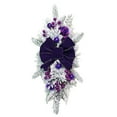thumbnail image 2 of Adornos navideños, lágrima morada con lazo grande de terciopelo, ramas escarchadas, adornos morados, bayas, decoración festiva para puerta y pared para la temporada navideña, corona decorativa., 2 of 2