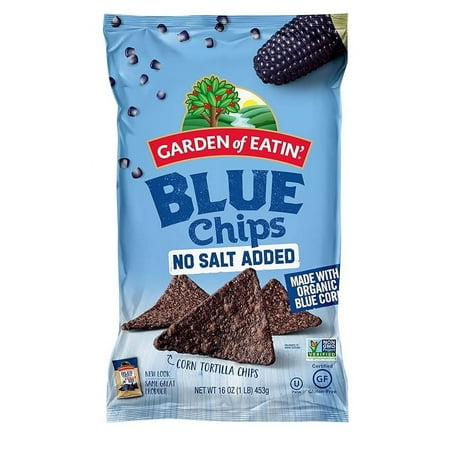 Pack of 1 Garden of Eatin' Blue Corn, No Salt Added, Tortilla Chips, 16 Ounce