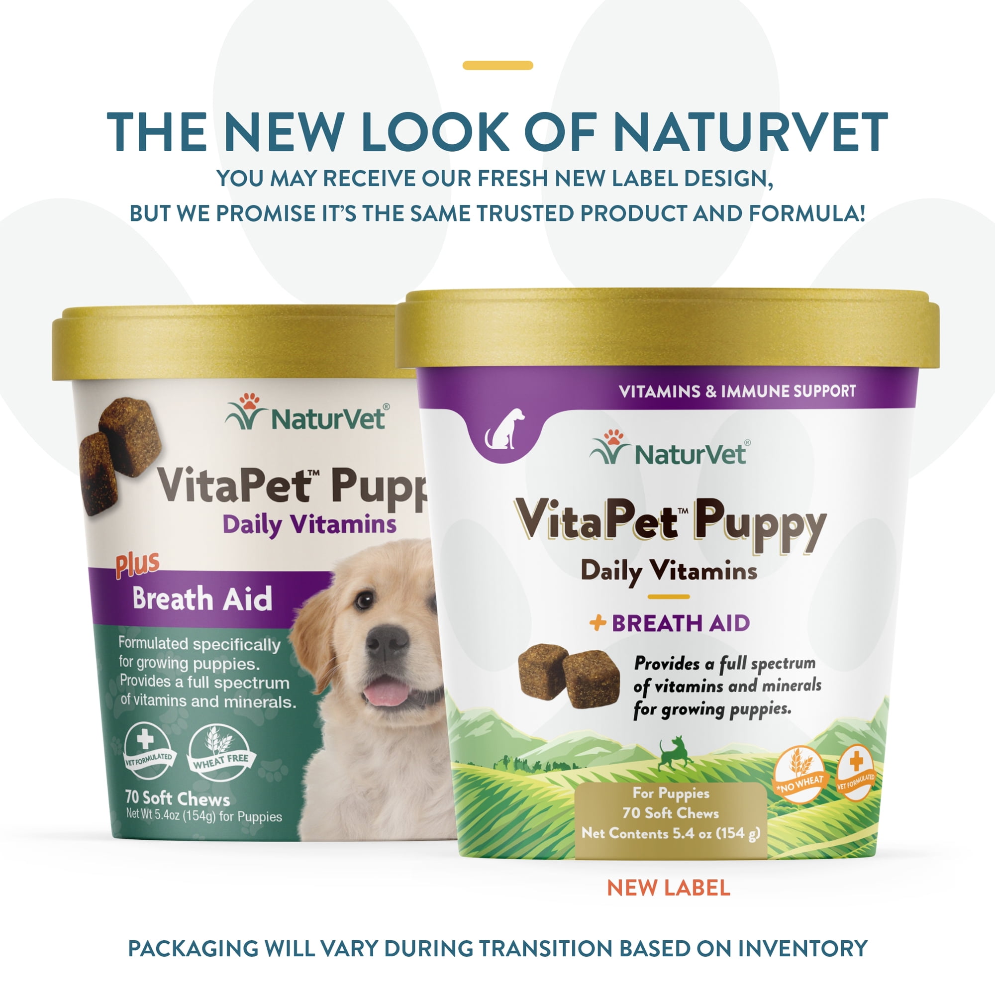 NaturVet – VitaPet Puppy Daily Vitamins for Dogs – Plus Breath Aid – Specifically Formulated to Provide Puppies with Essential Vitamins, Minerals, Amino Acids & Fatty Acids – 70ct Soft Chew