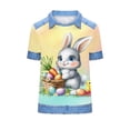 thumbnail image 5 of FAHXNVB Women's Easter Denim Collar T-Shirts Bunny Egg Print Casual Short Sleeve Tees Tops Lightweight Soft Summer Shirts, 5 of 5