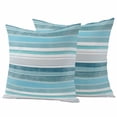 thumbnail image 2 of Pack of 2 Outdoor Pillow Covers 18x18 Inch Waterproof Teal Nordic Style Stripes Throw Pillow Covers,Decorative Couch Pillow Case Sham Turquoise Texture Pillowcases Cushion Covers for Patio Garden, 2 of 8