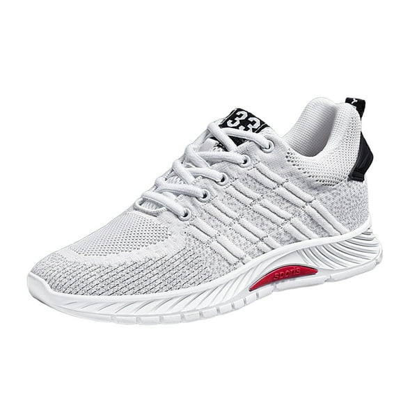 Mens Shoes,Elevator Casual Sneakers Lightweight Breathable Mesh Sports Trainers With Hidden Lift Heel Technology,Shoes for Men,White,9.5
