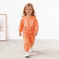 thumbnail image 2 of TOWED22 Toddler Girl Fall Clothes Soft Outfits Set Graphic Print/Embroidery Knit Top & Sweatpants 2Pcs Cute Home Outdoor,Orange,9-12 M, 2 of 8